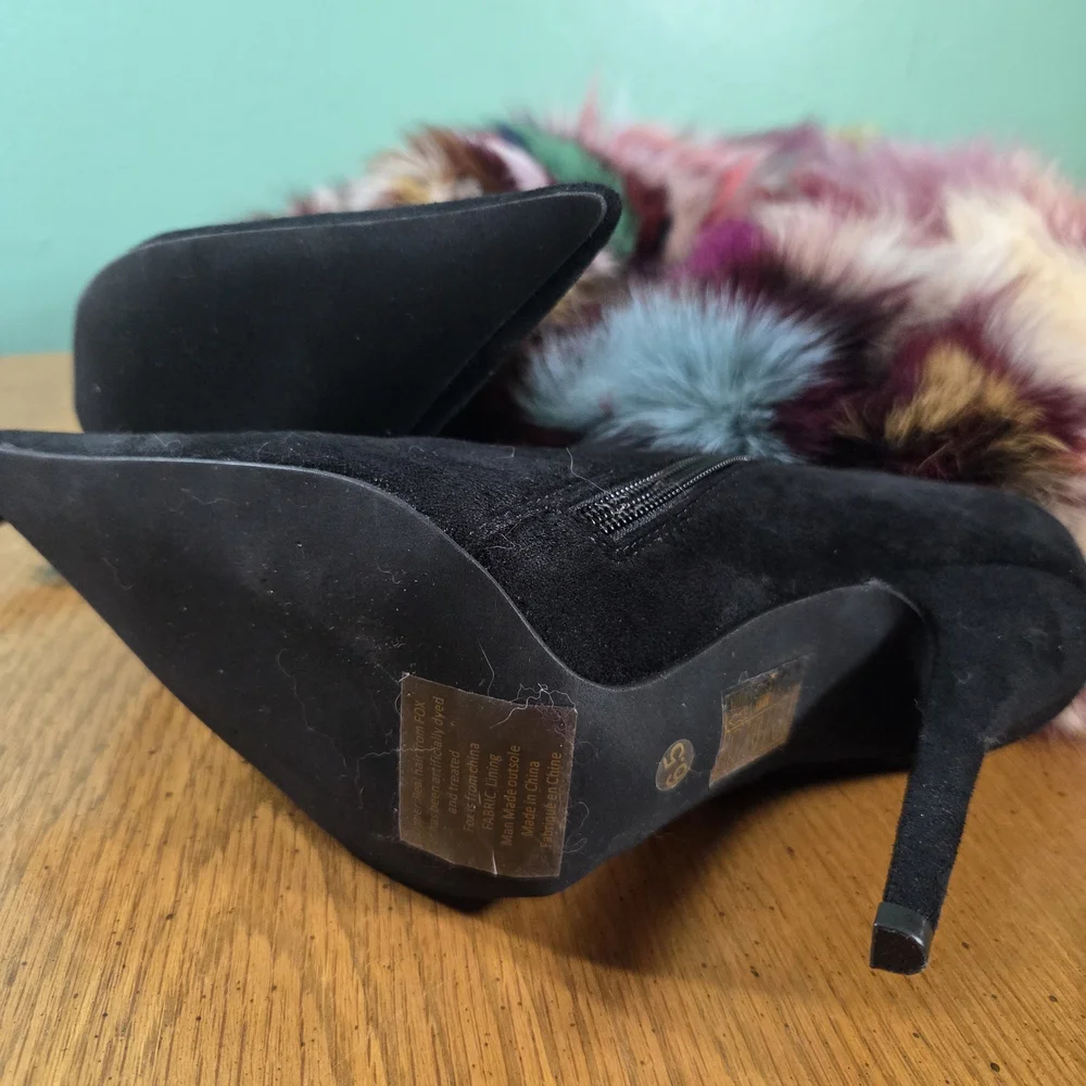 JEFFREY CAMPBELL Gamor Genuine Rabbit Fur Boot Like New Size 6.5 Without Box - Picture 8 of 11